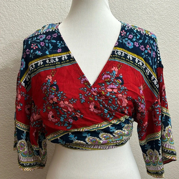 Patrons of Peace Wrap Blouse Top - Picture 1 of 6